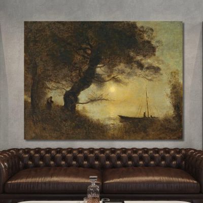 The Moonlit Boat Jean-Baptiste-Camille Corot jbc114 canvas print 