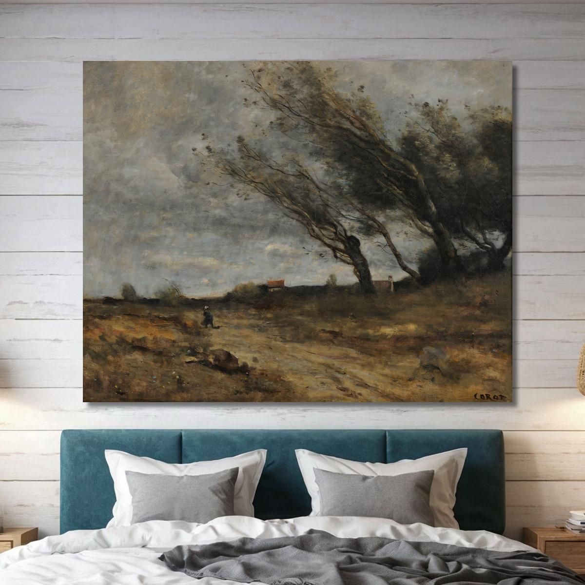 The Wind Blow Jean-Baptiste-Camille Corot jbc120 canvas print 