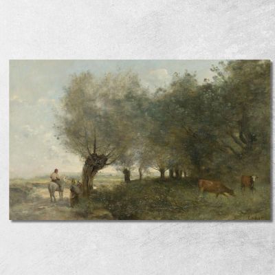 The Willows At The Tip Of The Island Jean-Baptiste-Camille Corot jbc147 canvas print 