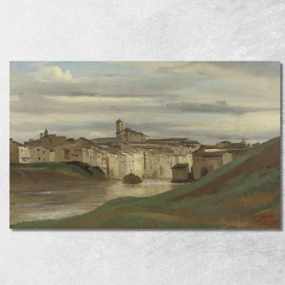 On The Banks Of The Tiber Rome Jean-Baptiste-Camille Corot jbc188 canvas print 