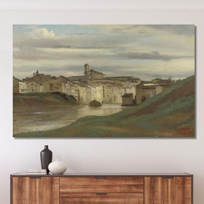 On The Banks Of The Tiber Rome Jean-Baptiste-Camille Corot jbc188 canvas print 