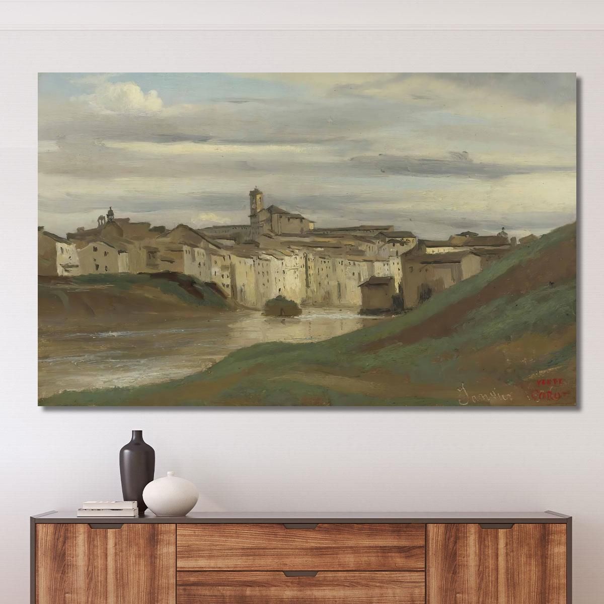 On The Banks Of The Tiber Rome Jean-Baptiste-Camille Corot jbc188 canvas print 