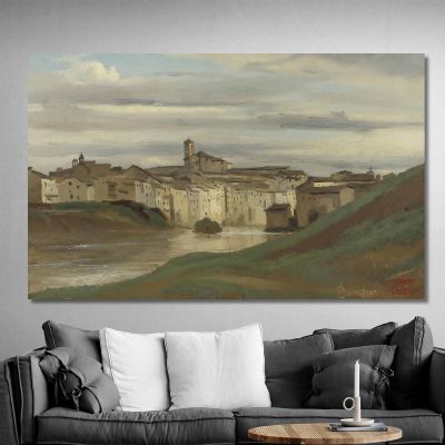 On The Banks Of The Tiber Rome Jean-Baptiste-Camille Corot jbc188 canvas print 
