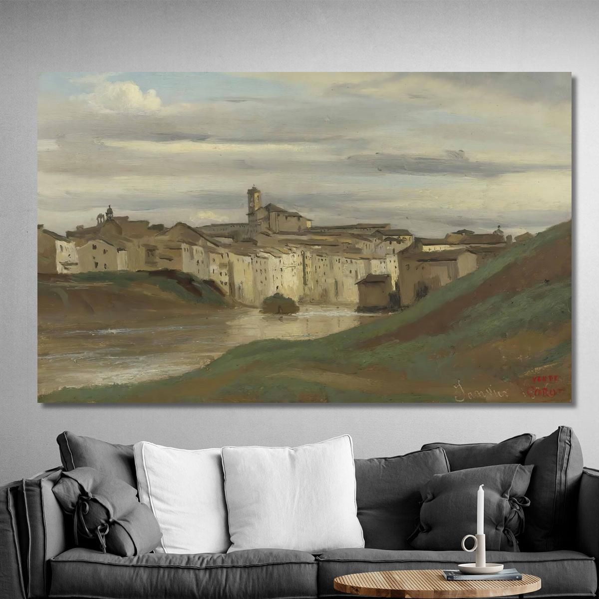 On The Banks Of The Tiber Rome Jean-Baptiste-Camille Corot jbc188 canvas print 
