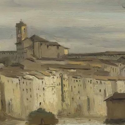 On The Banks Of The Tiber Rome Jean-Baptiste-Camille Corot jbc188 canvas print