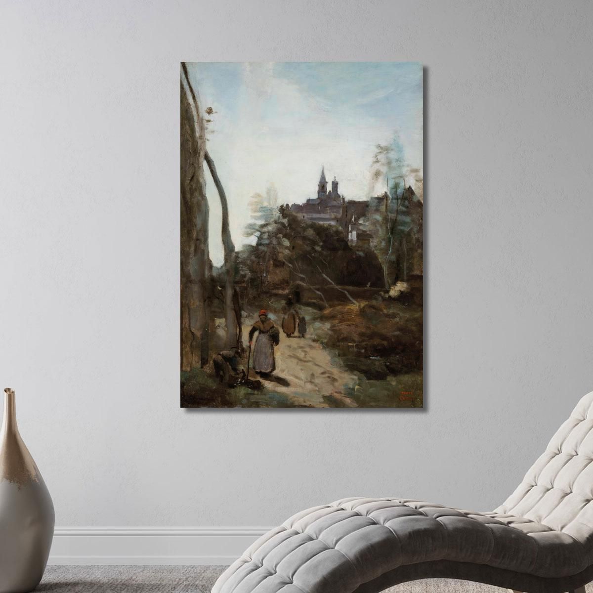 Semur The Church Path Jean-Baptiste-Camille Corot jbc224 canvas print 