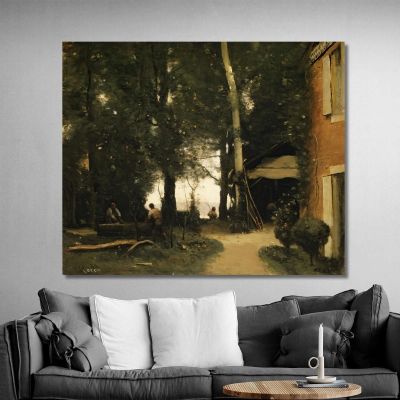 The Banks Of The Seine At Conflans Jean-Baptiste-Camille Corot jbc238 canvas print 