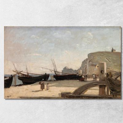 The Beach Étretat Jean-Baptiste-Camille Corot jbc241 canvas print 