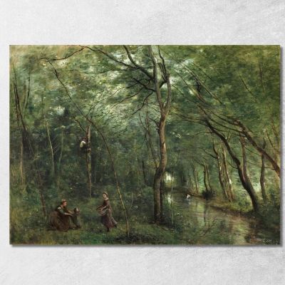 The Eel Gatherers Jean-Baptiste-Camille Corot jbc247 canvas print 