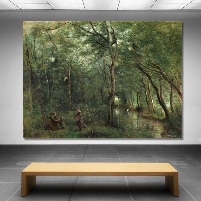 The Eel Gatherers Jean-Baptiste-Camille Corot jbc247 canvas print 