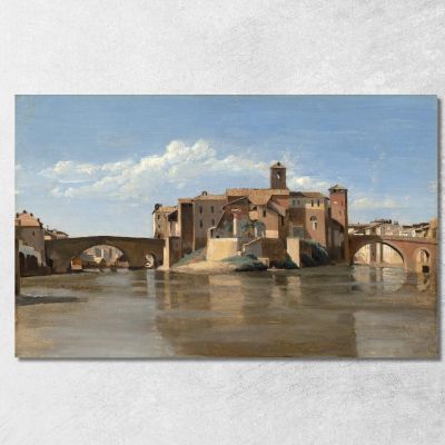 The Island And Bridge Of San Bartolomeorome Jean-Baptiste-Camille Corot jbc254 canvas print 