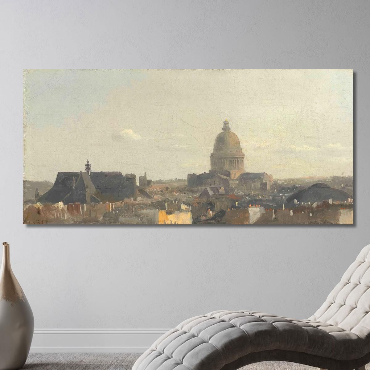 View Of The Pantheon In Paris View Of The Pantheon Paris' Jean-Baptiste-Camille Corot jbc304 canvas print 