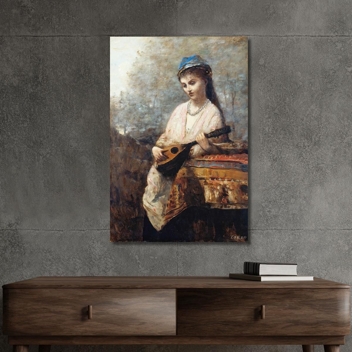 Young Girl With A Mandolin Jean-Baptiste-Camille Corot jbc312 canvas print 