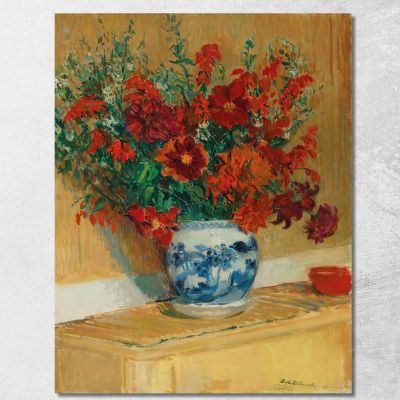 Bouquet Of Flowers In Blue Vase Jacques-Émile Blanche jeb1 canvas print 