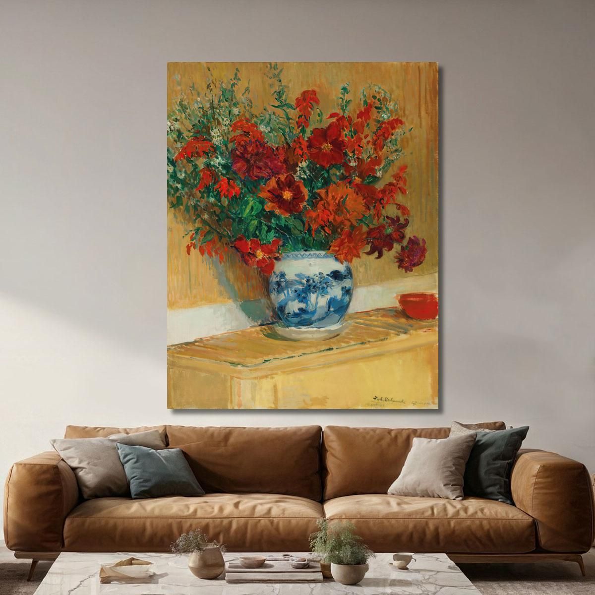 Bouquet Of Flowers In Blue Vase Jacques-Émile Blanche jeb1 canvas print 