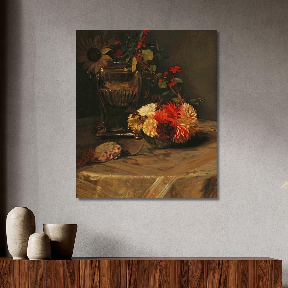 Dahlias And Nasturtiums In The Silver Urn 2 Jacques-Émile Blanche jeb4 canvas print 