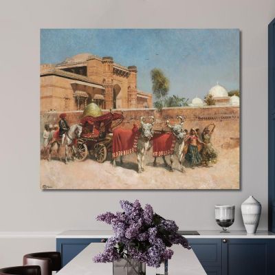 A Wedding Procession Before A Palace In Rajasthan Edwin Lord Weeks elw6 canvas print 