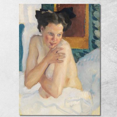 Awakening Seated Half-Nude Leo Putz lpz13 canvas print 