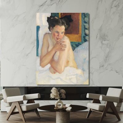 Awakening Seated Half-Nude Leo Putz lpz13 canvas print 