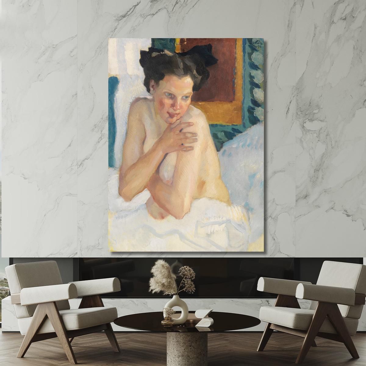 Awakening Seated Half-Nude Leo Putz lpz13 canvas print 