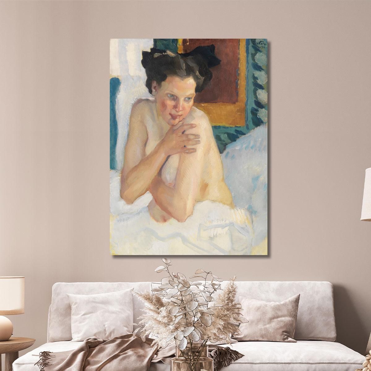 Awakening Seated Half-Nude Leo Putz lpz13 canvas print 