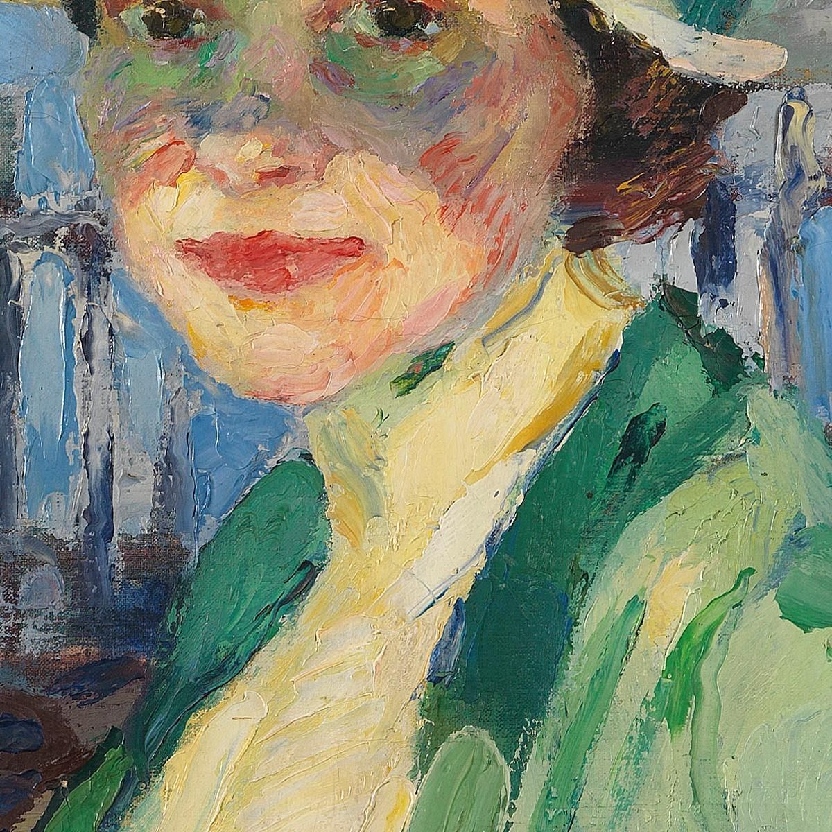 Portrait Of A Lady Under A Green Umbrella Frieda Blell Leo Putz lpz40 canvas print