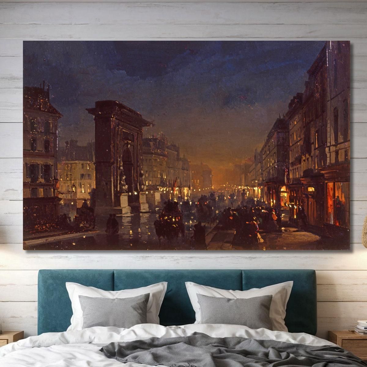 Boulevard Et Porte Saint Denis Oil On Canvas Cardboard Ippolito Caffi icf5 canvas print 