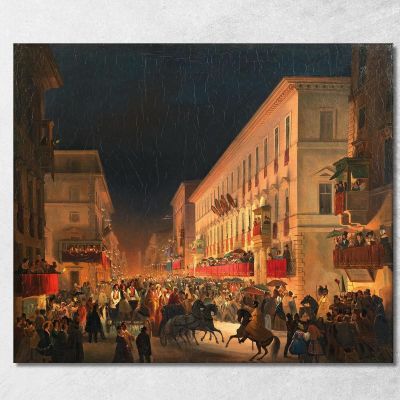 Carnival In Rome The Feast Of Moccoletti Ippolito Caffi icf6 canvas print 