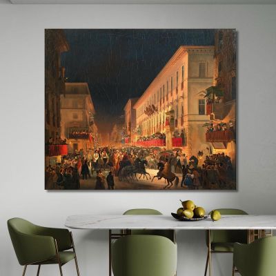 Carnival In Rome The Feast Of Moccoletti Ippolito Caffi icf6 canvas print 