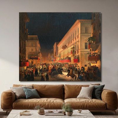 Carnival In Rome The Feast Of Moccoletti Ippolito Caffi icf6 canvas print 