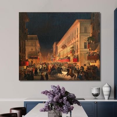 Carnival In Rome The Feast Of Moccoletti Ippolito Caffi icf6 canvas print 