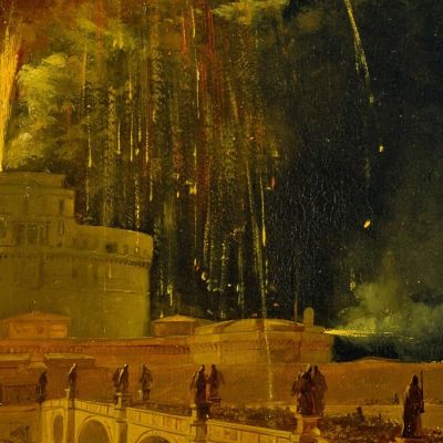 The Girandola Fireworks From Castel Sant'Angelo In Rome Ippolito Caffi icf9 canvas print