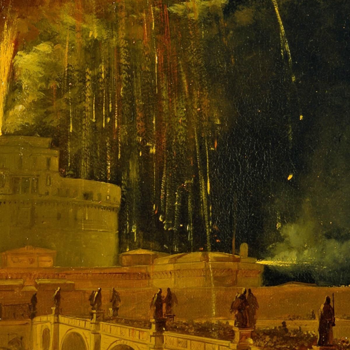 The Girandola Fireworks From Castel Sant'Angelo In Rome Ippolito Caffi icf9 canvas print