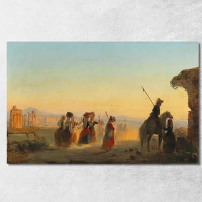 Rome The Via Appia At Dawn Ippolito Caffi icf16 canvas print 