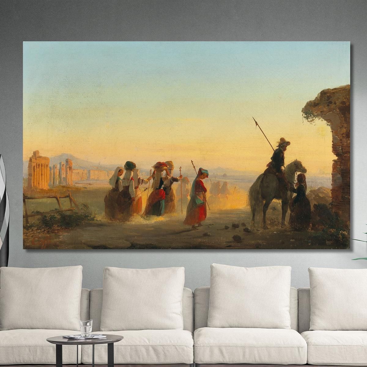 Rome The Via Appia At Dawn Ippolito Caffi icf16 canvas print 