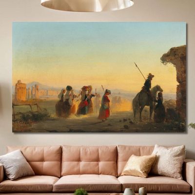 Rome The Via Appia At Dawn Ippolito Caffi icf16 canvas print 