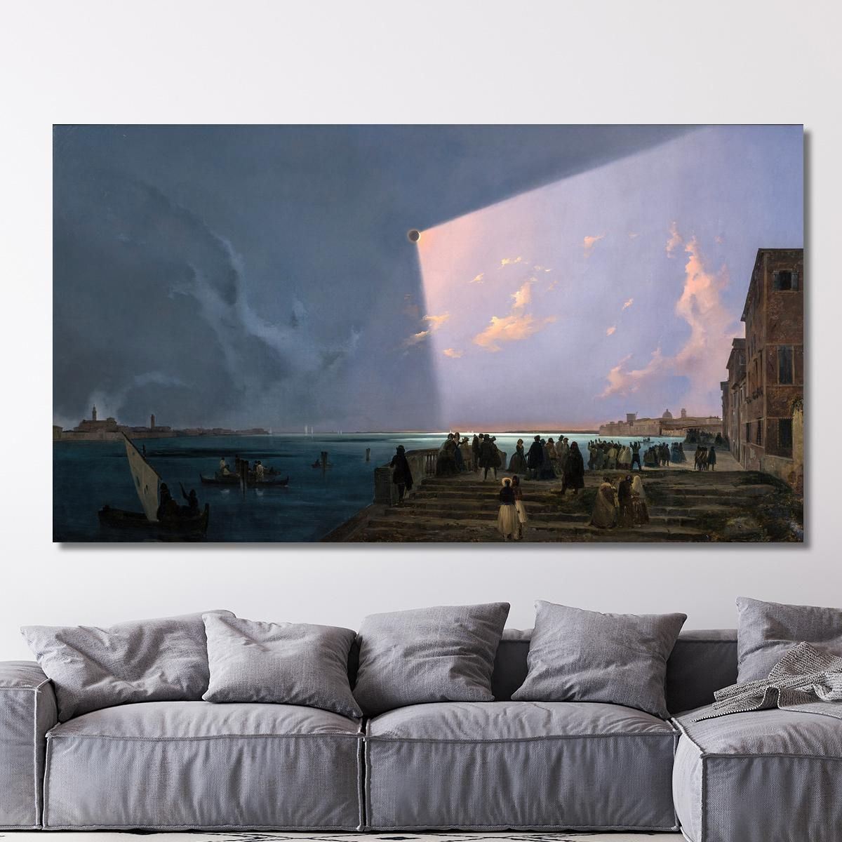 The Eclipse Of The Sun In Venice July 6 1842 Ippolito Caffi icf21 canvas print 