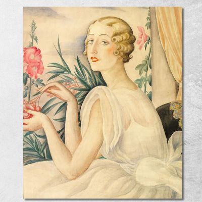 Woman In White Dress Sitting By Windowsill Gerda Wegener gwg7 canvas print 