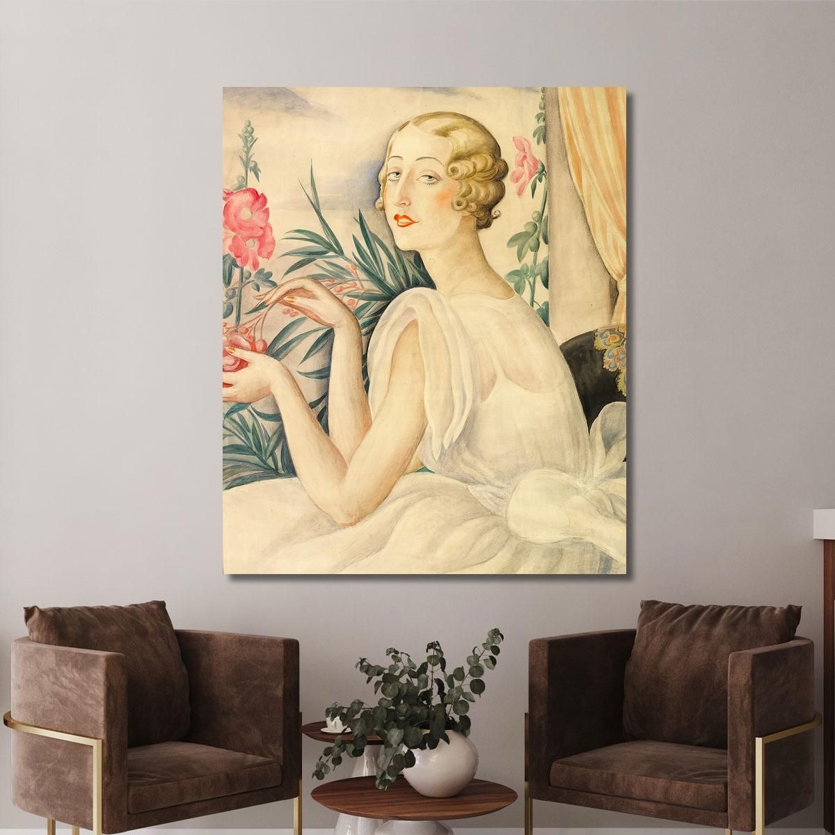 Woman In White Dress Sitting By Windowsill Gerda Wegener gwg7 canvas print 