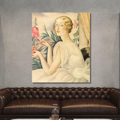 Woman In White Dress Sitting By Windowsill Gerda Wegener gwg7 canvas print 