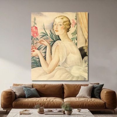 Woman In White Dress Sitting By Windowsill Gerda Wegener gwg7 canvas print 
