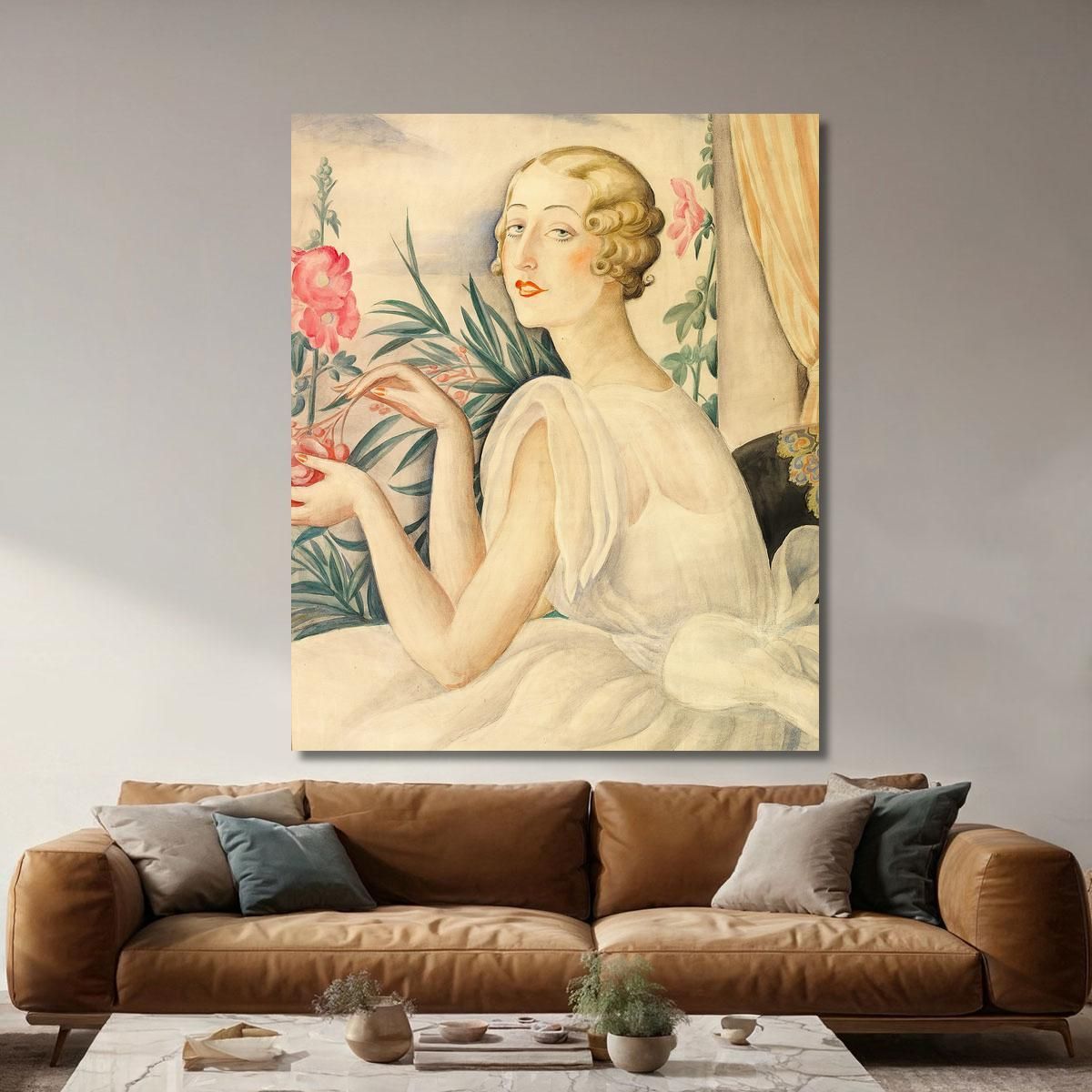 Woman In White Dress Sitting By Windowsill Gerda Wegener gwg7 canvas print 