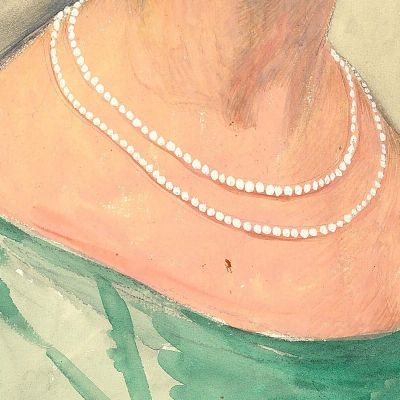 Portrait Of A Woman In Green Dress And Pearls Gerda Wegener gwg13 canvas print