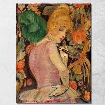 Portrait Of Lili Elbe With Green Feather Fan Gerda Wegener gwg18 canvas print 