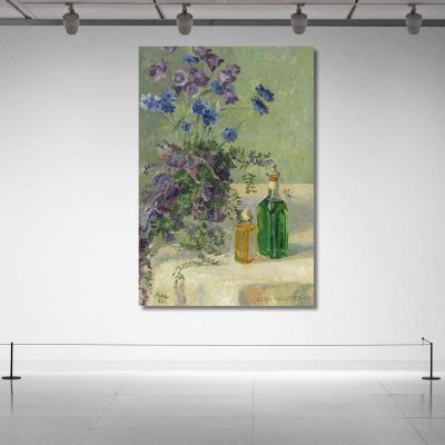 Still Life With Blue Flowers And Two Bottles On A Table Gerda Wegener gwg23 canvas print 