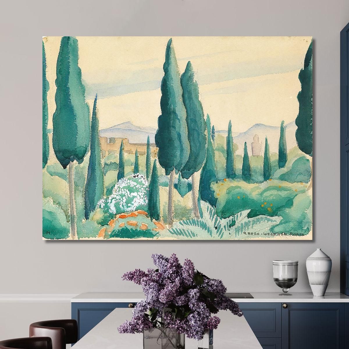 View Of Moroccan Landscape In The Foreground Pine Trees Gerda Wegener gwg37 canvas print 