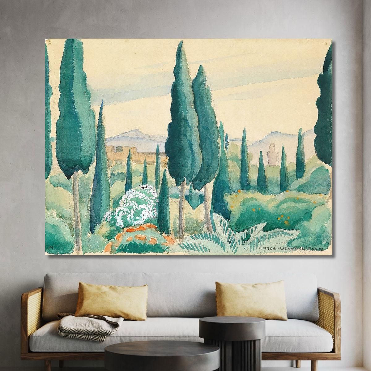 View Of Moroccan Landscape In The Foreground Pine Trees Gerda Wegener gwg37 canvas print 