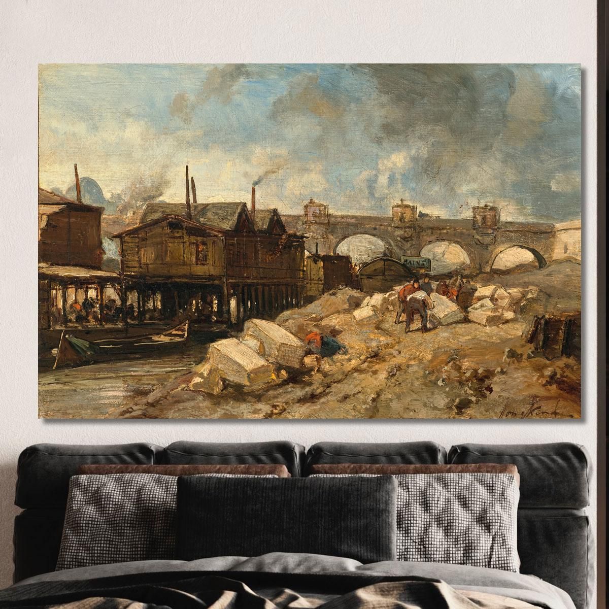 Bath Boats-Washhouses Near Pont-Neuf Johan Barthold Jongkind jbj4 canvas print 