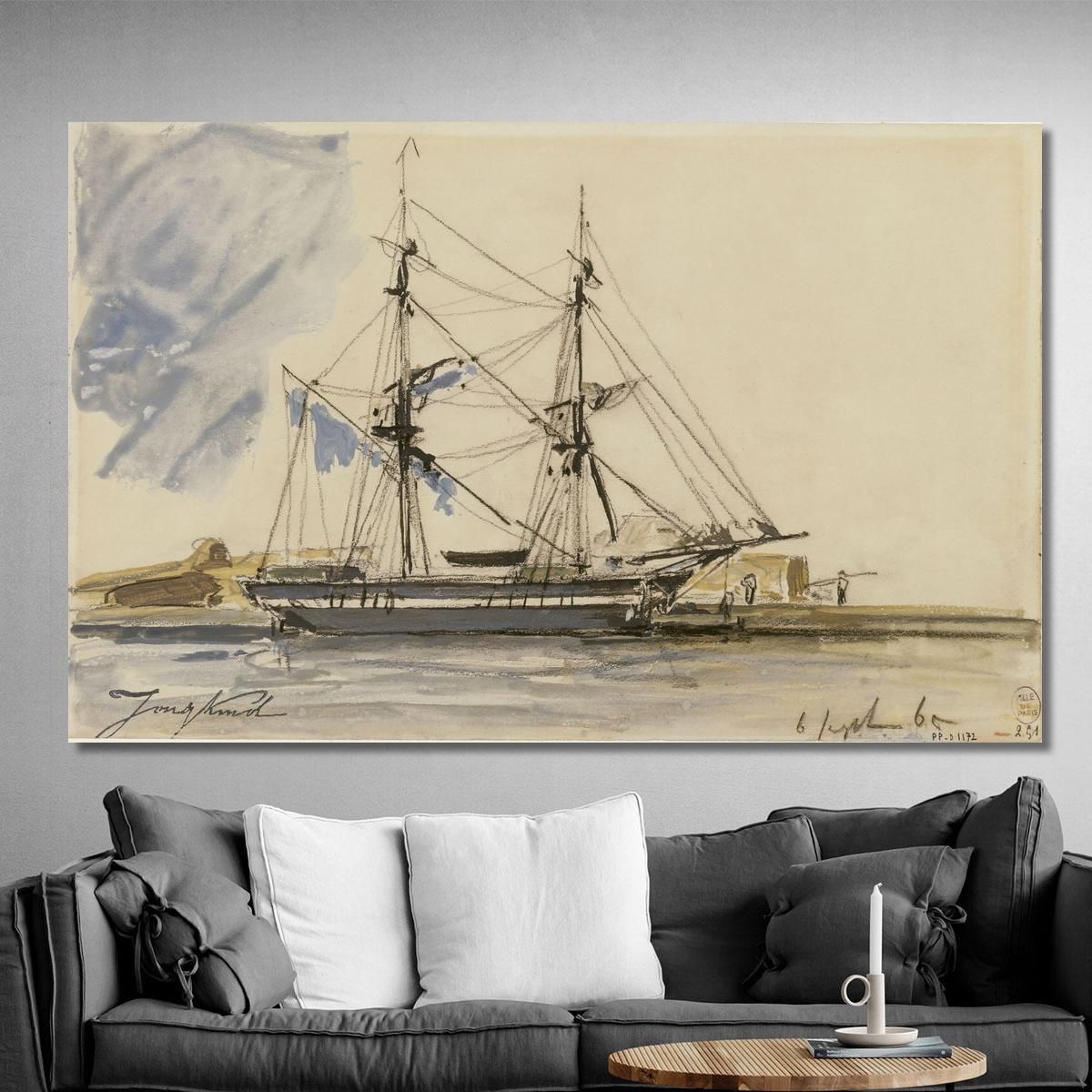 Sailing Boat Docked Johan Barthold Jongkind jbj6 canvas print 