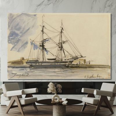Sailing Boat Docked Johan Barthold Jongkind jbj6 canvas print 